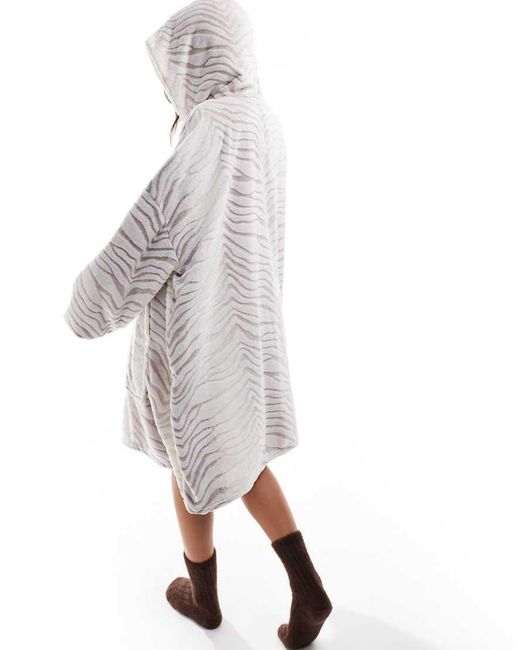 Loungeable White Ombre Tiger Luxury Fleece Snuggle Hoodie