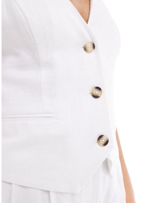 ASOS White Waistcoat With Linen
