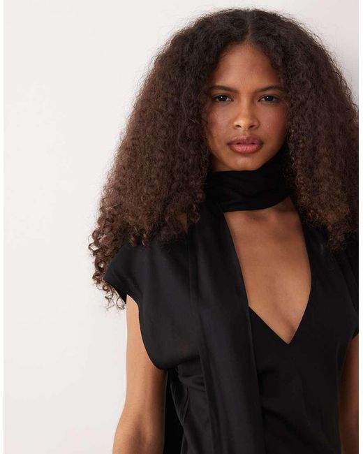 ASOS Black Scarf Detail Mini Dress