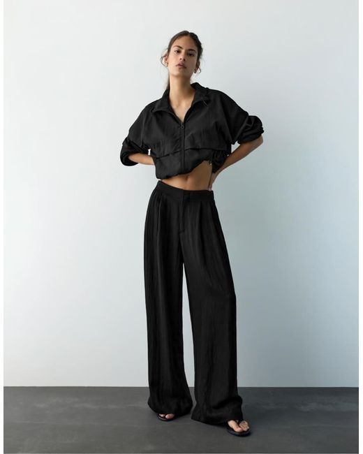 Pull&Bear Black Darted Smart Trousers