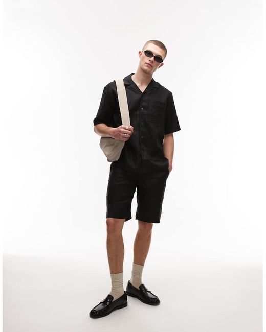Mango Black Premium Linen Shorts for men