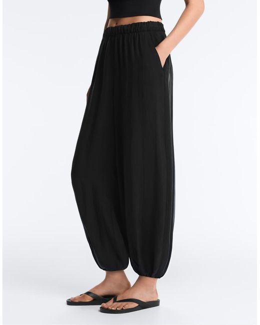 Oysho Black 100% Cupro Bloomer Trousers
