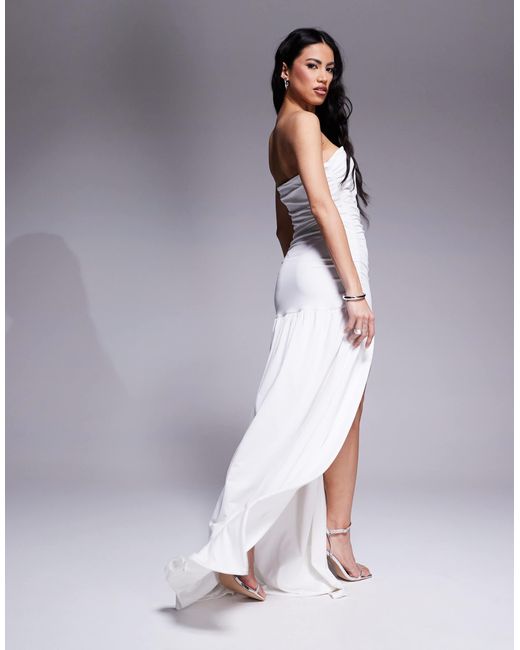 Aria Cove Gray – verführerisches, doppellagiges one-shoulder-maxikleid