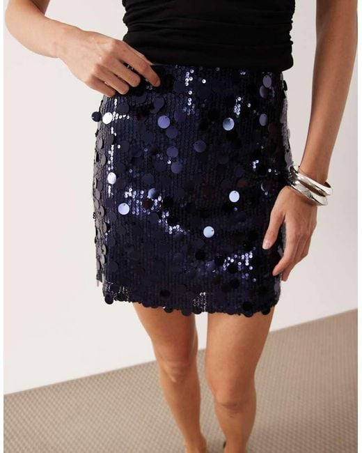 ASOS Natural Mixed Sequin Mini Skirt