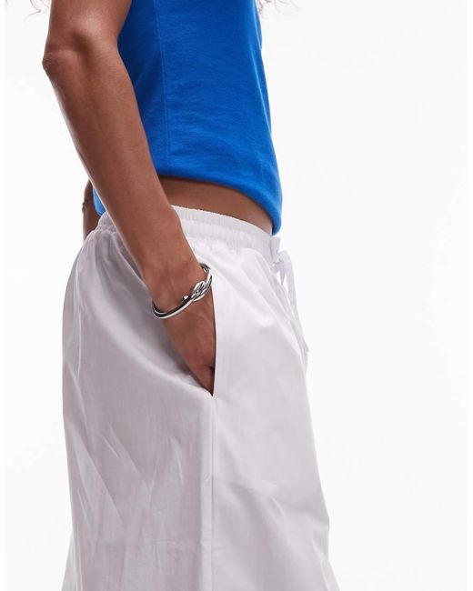 TOPSHOP White Poplin Cuffed Trousers