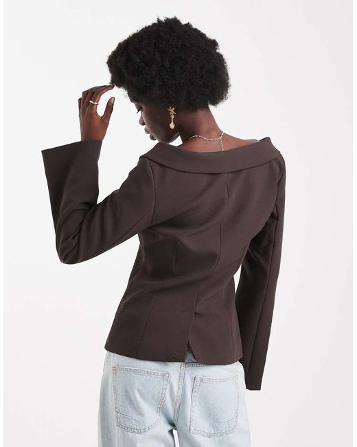 ASOS Brown Tailored Off Shoulder Blazer