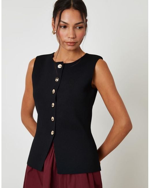 Threadbare Black Ribbed Knitted Waistcoat