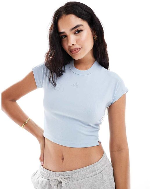 white cropped adidas top