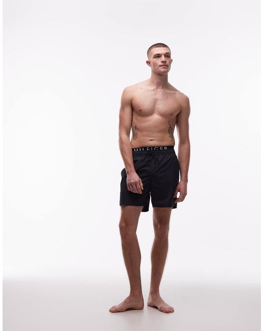 Tommy Hilfiger Blue Double Waistband Drawstring Swim Shorts for men