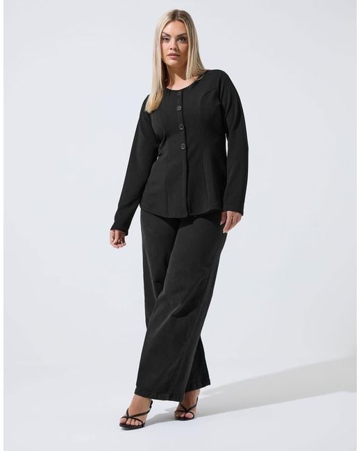 Yours Clothing Black Long Sleeve Seam Detail Top