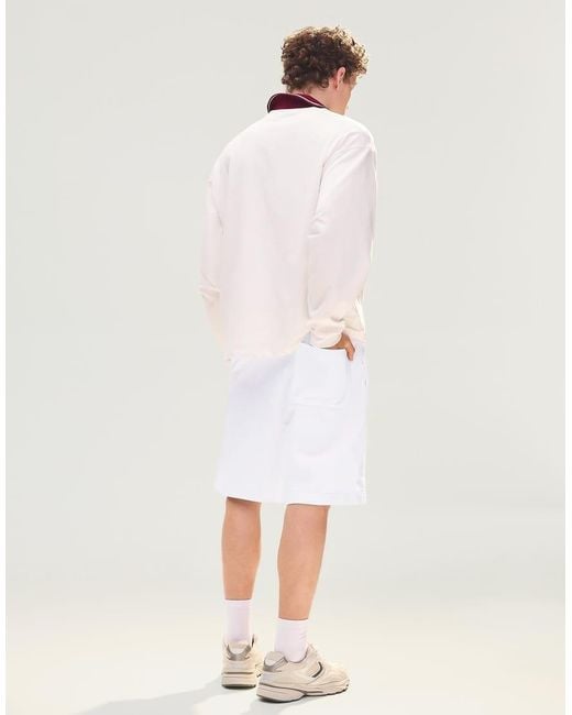 Bershka White Basic Fleece Bermuda Shorts for men