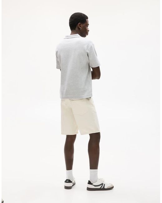 Pull&Bear Natural Standard Denim Bermuda Shorts for men