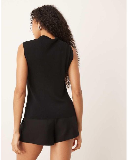 Mango Black Sleeveless Top With Hardware Detail