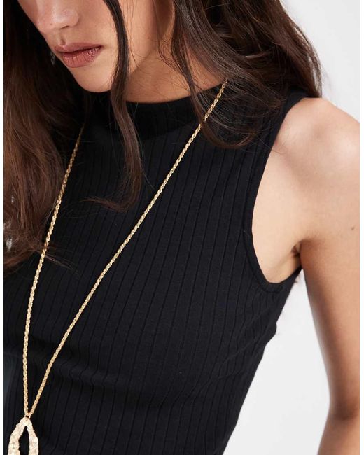 Vero Moda Black Flat Rib Boat Neck Sleeveless Jersey Top