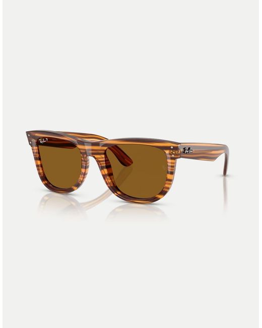 Ray-Ban Brown Wayfarer Square Polarised Sunglasses With Lens