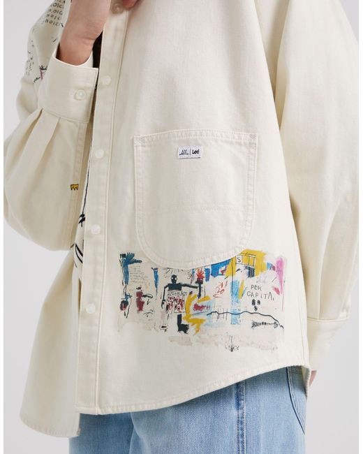 Lee Jeans Natural X Jean-michael Basquiat Capsule Scribble Artwork Print Shirt