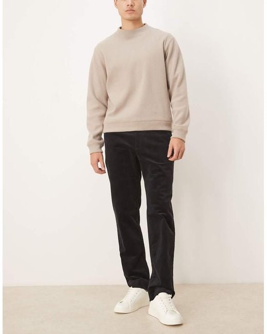 Mango Black Slim Fit Cord Trousers for men