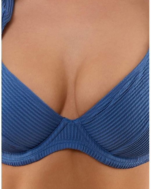 Peek & Beau Blue Hattie Crinkle Underwired Bikini Top