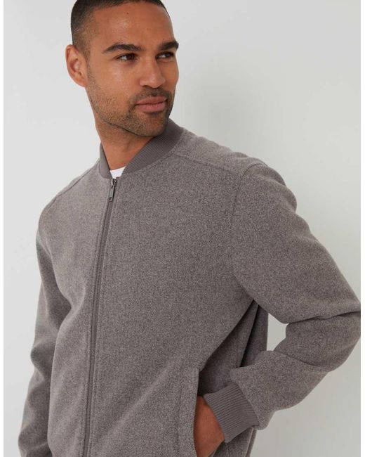 Threadbare Gray Brushed Bomber Jacket for men
