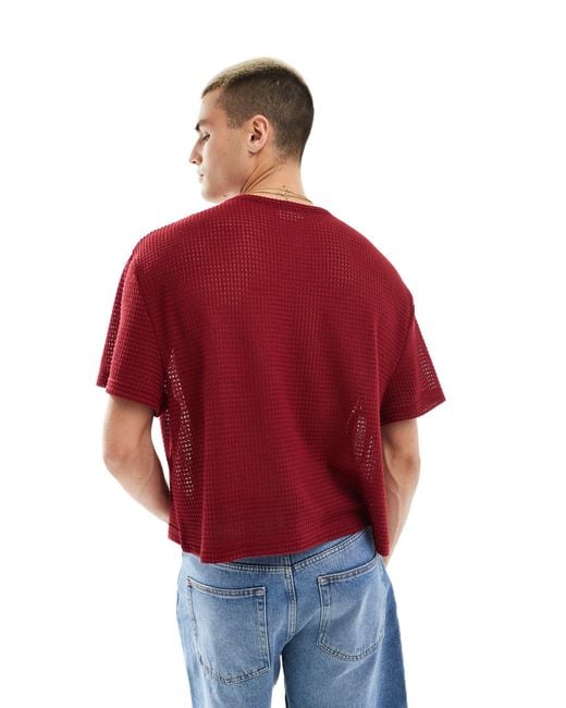 T-shirt oversize coupe carrée au crochet ASOS pour homme en coloris Red