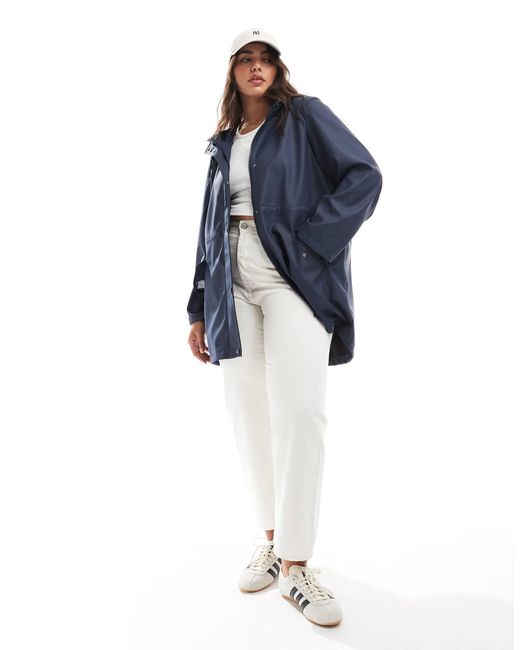 Vero Moda Blue Coated Rain Jacket With Hood