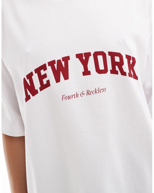 Macy - t-shirt confort 4th & Reckless en coloris White