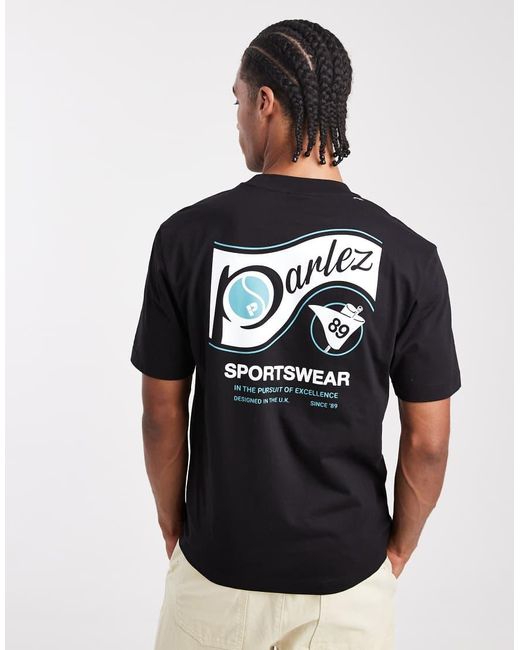Camiseta Negra Con Logo Gráfico Deportivo Y Estampado En La Espalda De Parlez de hombre de color Black