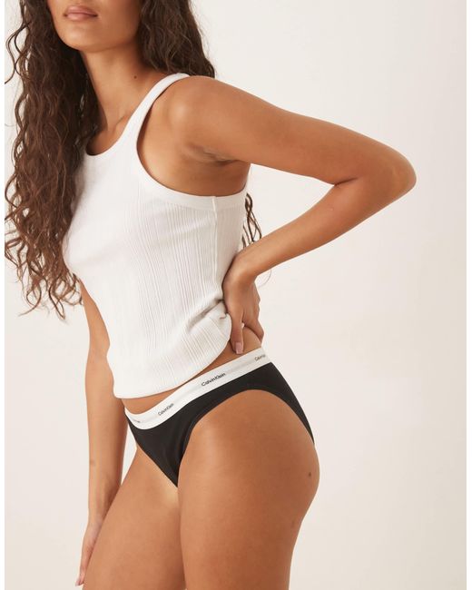 Calvin Klein Brown Cotton Stretch Ribbed Bikini Briefs