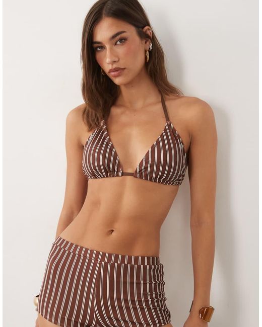 4th & Reckless Green Halterneck Triangle Bikini Top