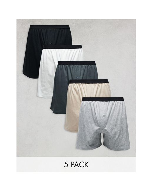 ASOS – 5er-set boxershorts in Gray für Herren