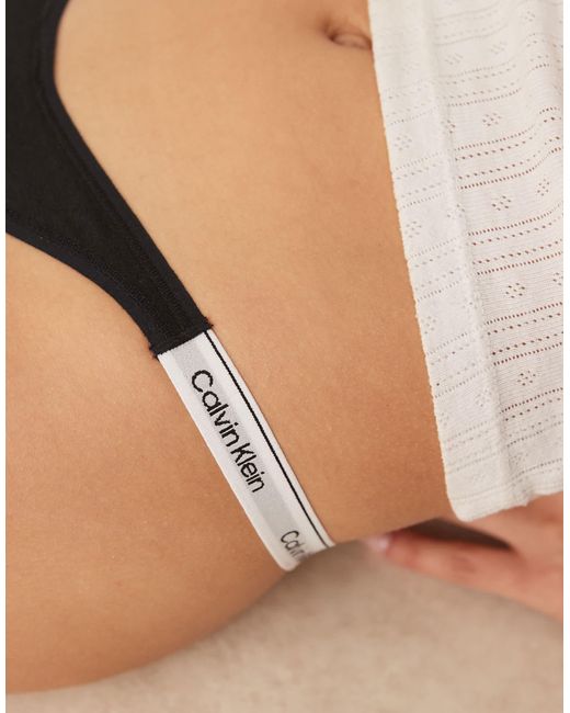 Calvin Klein White Modern Logo Dipped Thong