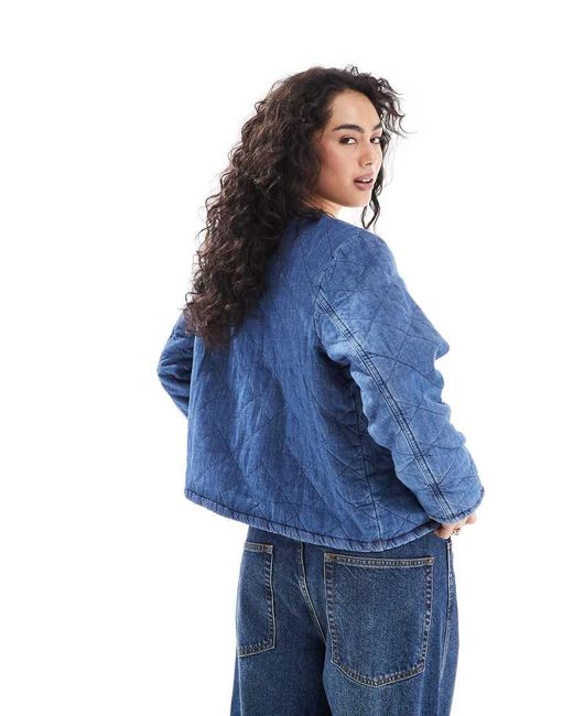 ONLY Blue Quilted Denim Jacket