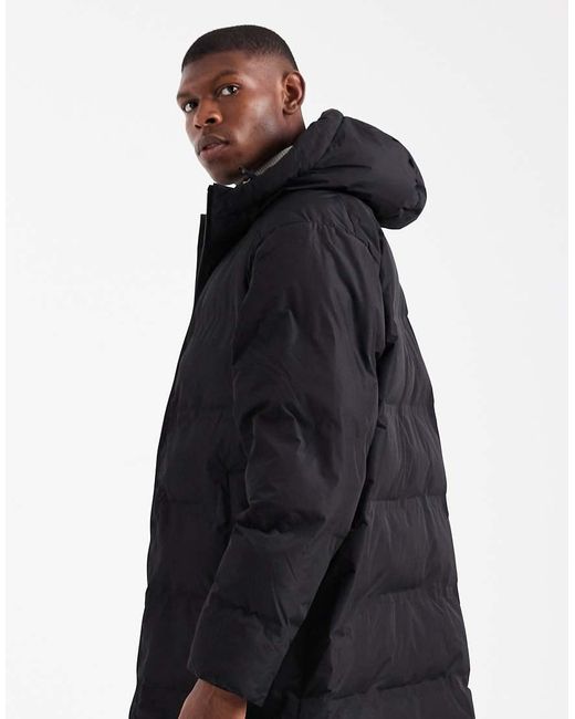 Jack & Jones Blue Hooded Long Puffer for men