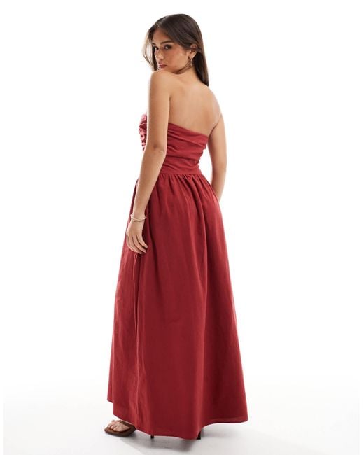 4th & Reckless Red – trägerloses baumwoll-maxikleid