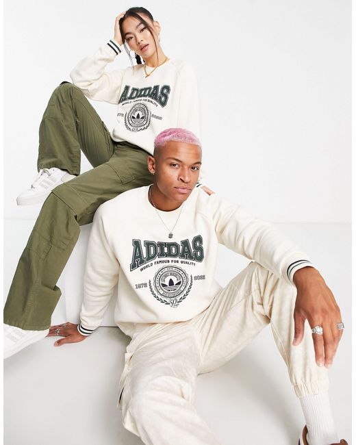 Sudadera unisex con logo grande preppy varsity adidas Originals de color  Blanco | Lyst