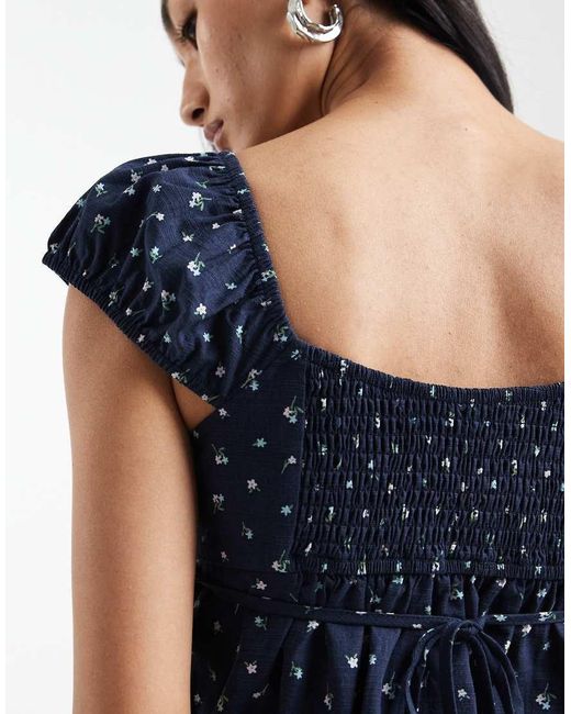 Cotton On Blue Tie Back Babydoll Blouse