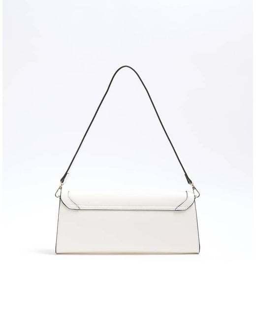 River Island White Faux Leather Ri Clutch Bag