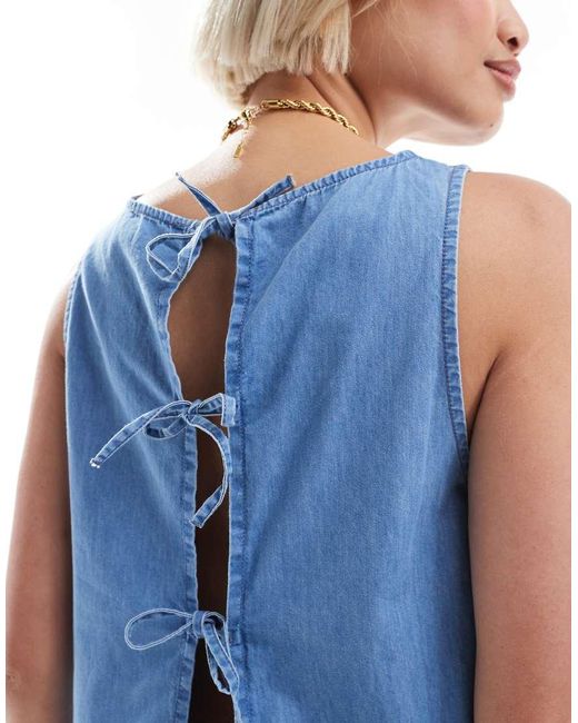 ASOS Blue Soft Denim Vest Top With Tie Back Detail