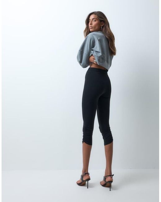 ASOS Blue Seamless Capris With Ruched Hem Detail