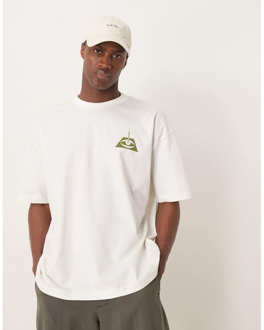Camiseta Color Crema Extragrande Con Estampado Gráfico Cósmico De -Blanco ASOS de hombre de color Natural