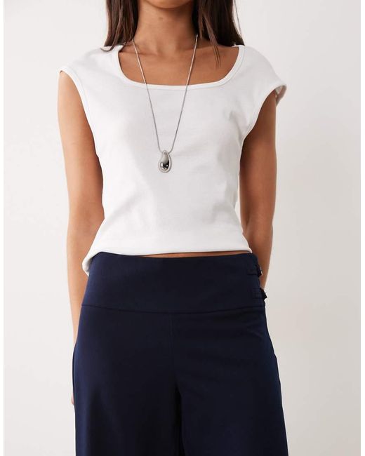 Mango Blue Teen Buckle Detail Tailored Straight Trouser