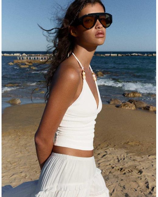 Bershka Blue Rustic Halter Top