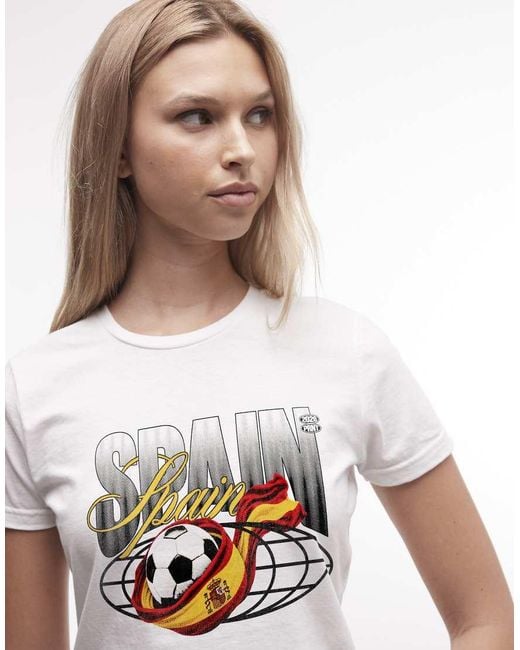 PRNT White Spain Football Cropped T-Shirt