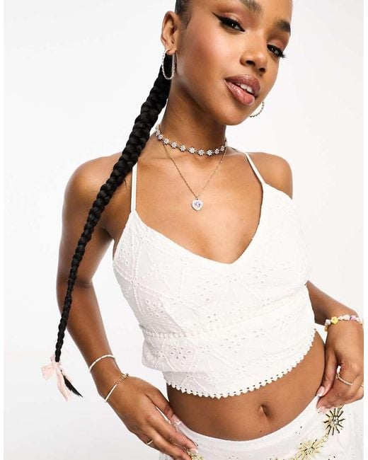Pimkie White Cross Back Detail Crop Top