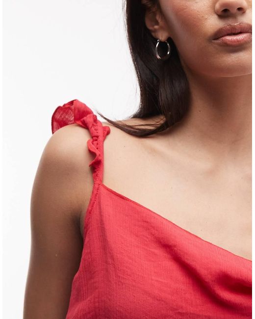 Monki Red Asymmetric Ruffle Mini Dress