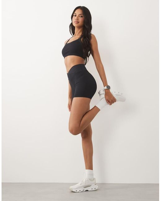 4505 Black Seamless Baby Rib Wrap Waist 3" Booty Short