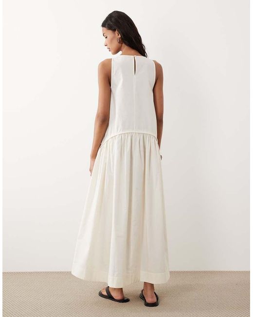 ASOS Dropped Waist Maxi Dress With Natural Shell Embroidery