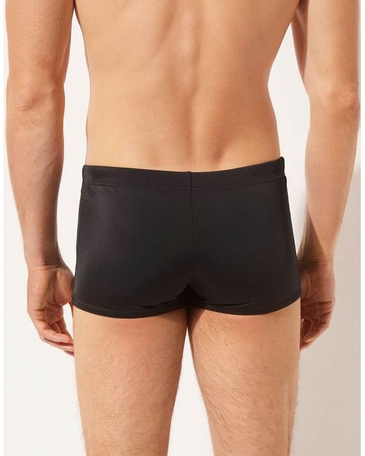 Calzedonia Black Boxer-Style Swim Shorts Panama for men
