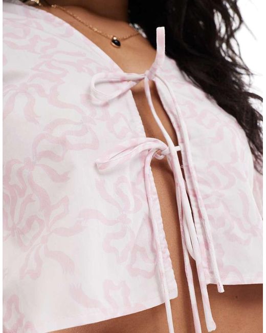 Glamorous White Tie Front Blouse