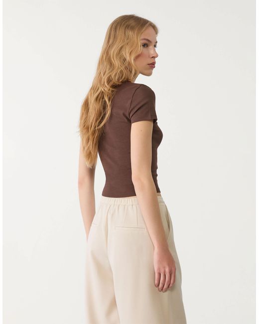 Stradivarius Brown – basic-t-shirt